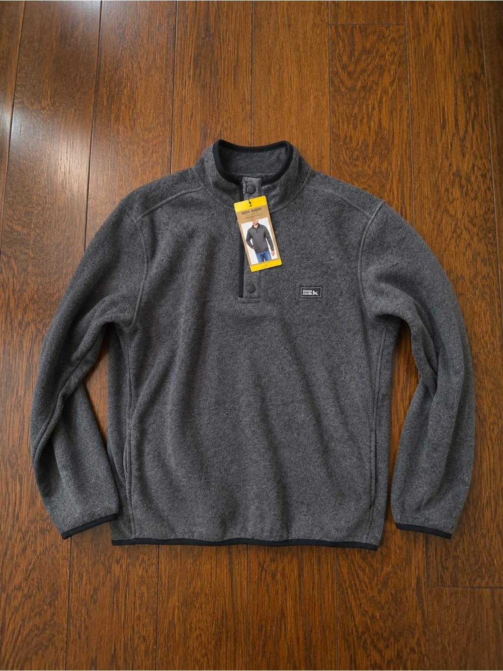 Eddie Bauer Men's Dark Gray Snap-Up Sweater Fleece Pullover Sz M NWT